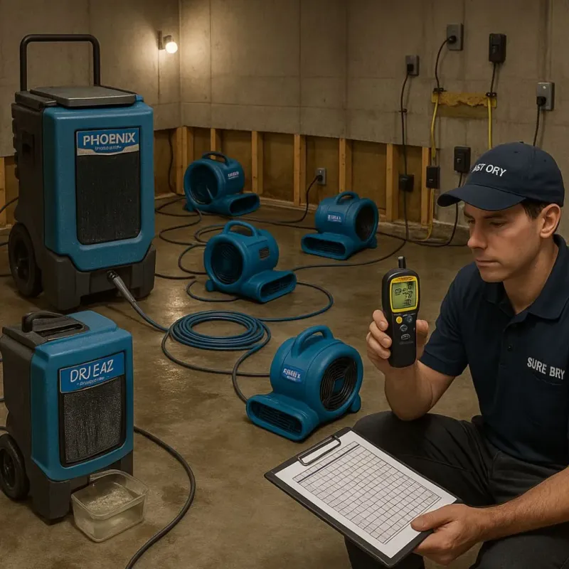 Structural Drying and Dehumidification process in Ashville, OH